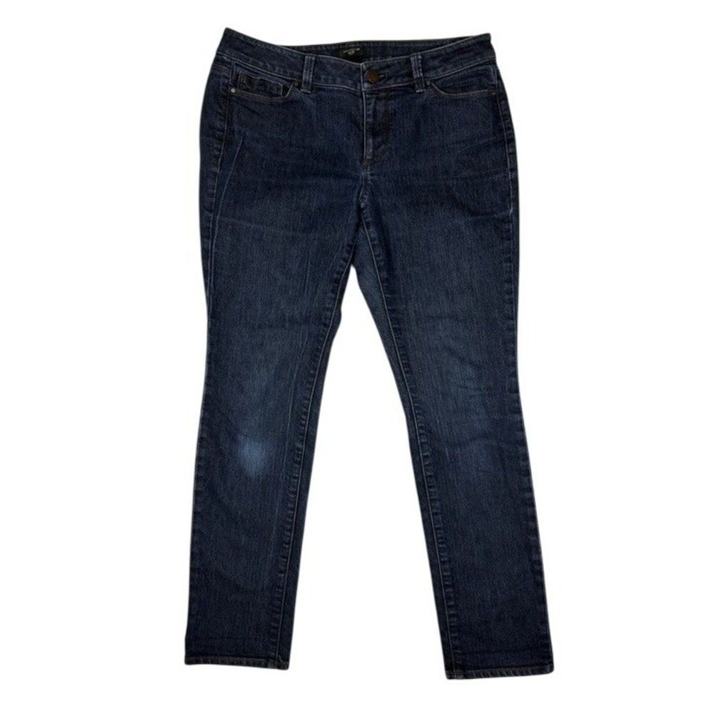 Ann Taylor Petite Curvy Straight Leg Jeans Dark Wash Size 8P Blue Denim